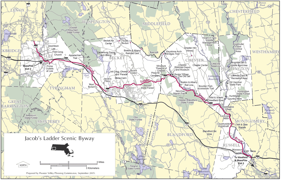 Map of the Jacob's Ladder Trail region